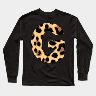 Copy of Letter G Initial Cheetah Monogram Sticker Long Sleeve T-Shirt